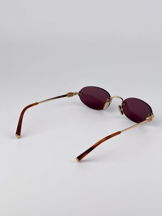 Miu Miu Women’s Sunglasses Gold Violet Oval Frames MUA54S 5AK20Y NEW main image 4